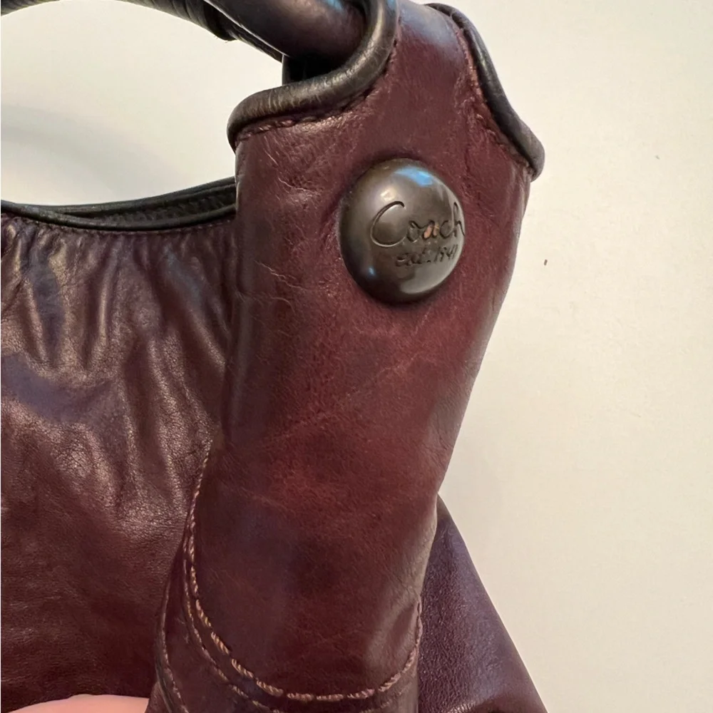 Y2K Coach hobo slouch Brown saddle Burgundy Leather Women's Bag - Picture 4 of 16
